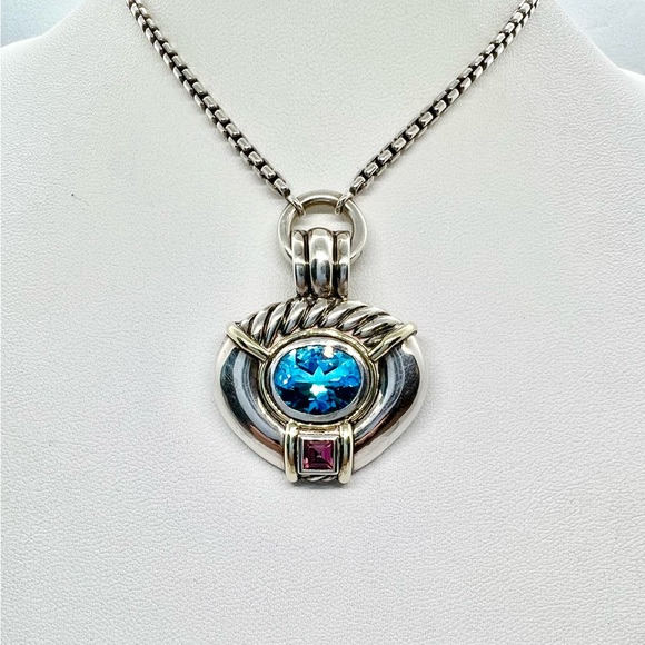 David Yurman Topaz and Tourmaline Enhancer Pendant - Picture 3 of 15